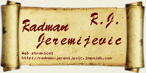 Radman Jeremijević vizit kartica